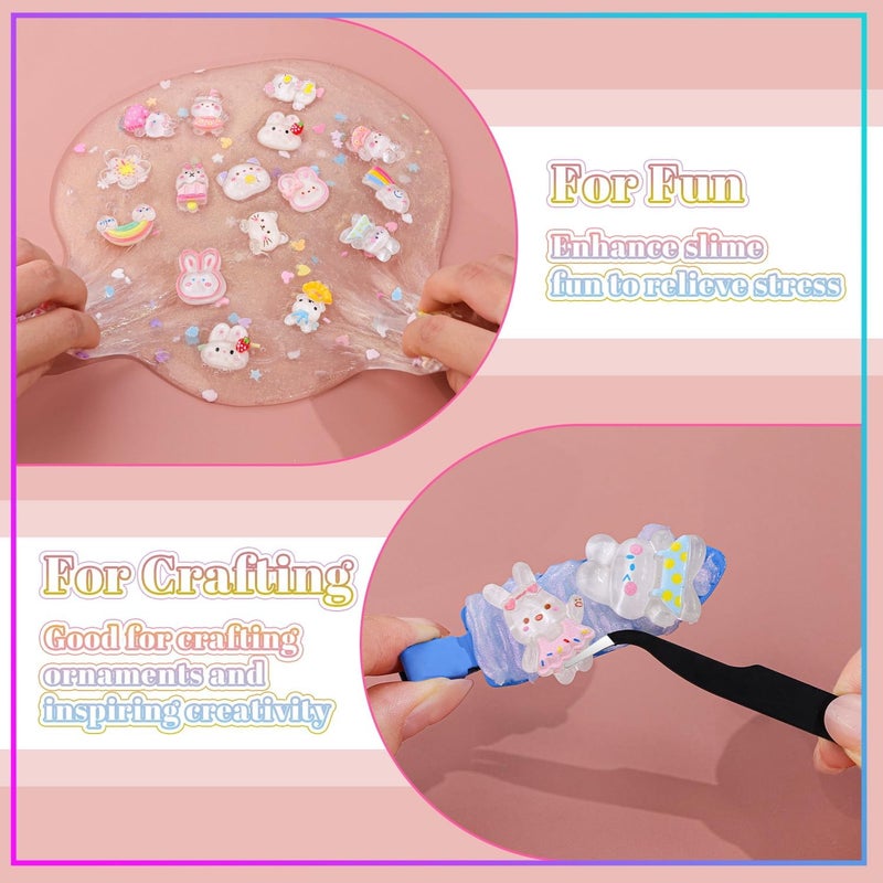 Glitzest 100PCS TINKRSTUFF White Slime Charms Jelly Cute Flatback Resin Charms for Slime, Random Kawaii Decoden Charm for Embellishments Phone Junk Case Charms Bulk, Hairpins Scrapbooking Crafting & DIY Decor - Image 5